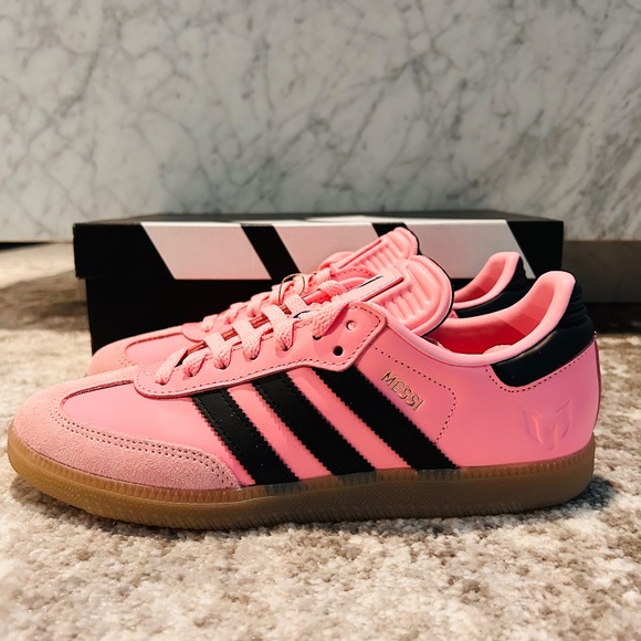 NIB Adidas Samba Messi Pink Black Gum Sole Sneakers Size 7 Men 8 Women - Picture 3 of 9